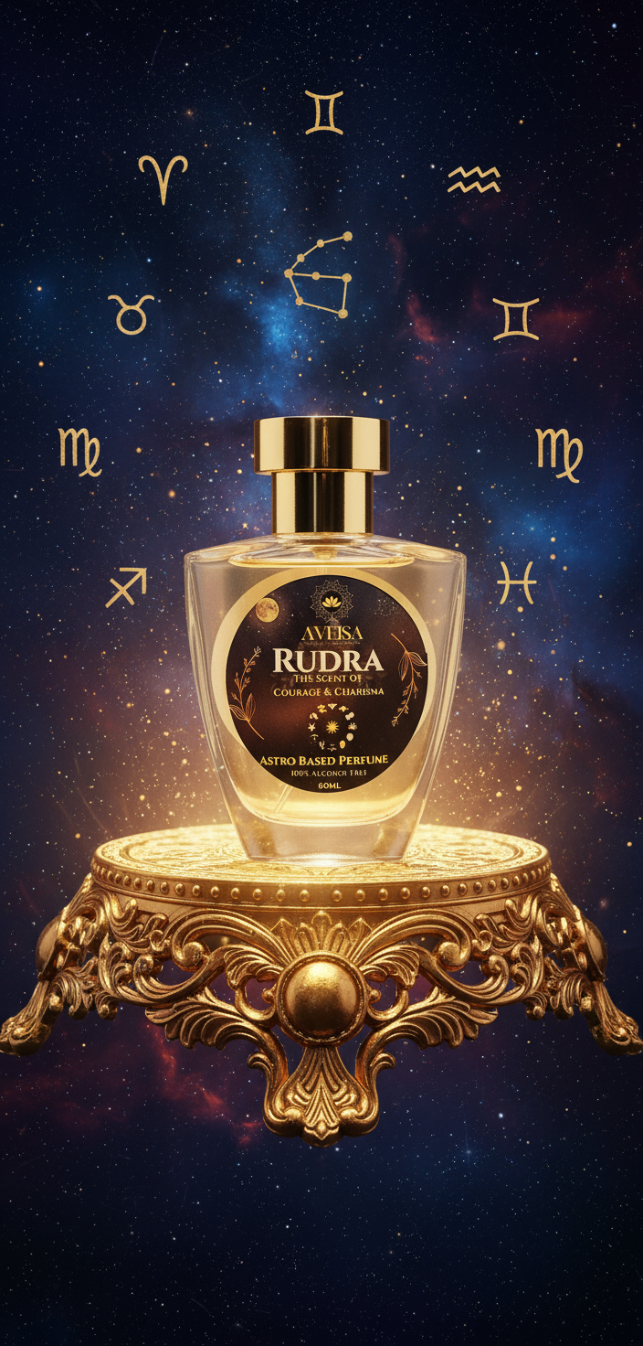 Rudra zodiac perfume by Aveisa – spiritual, masculine fragrance inspired by Lord Shiva.